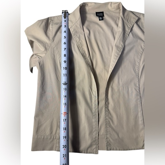 Eileen Fisher Open Front Notched Collar Khaki Blazer Jacket Size Small - Picture 7 of 11